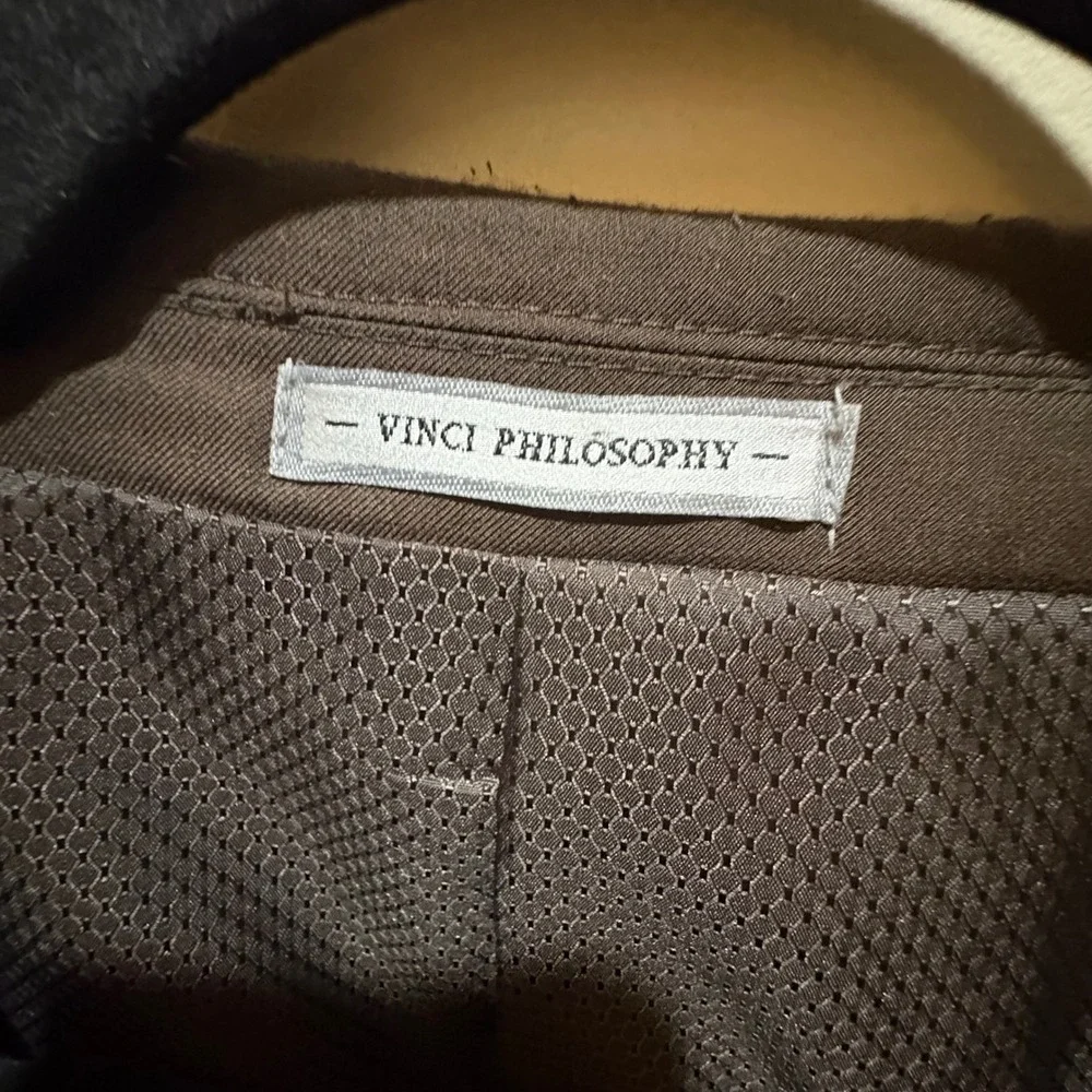 Vinci Philosophy Mens Espresso Brown Two Button Blazer Jacket 52R Regular Fit